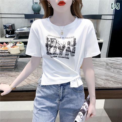 レディース 夏 トップス シャツ 大人 かわいい ガーリー サマー 婦人服 快適 女性 不規則 半袖 T ユニーク シック ウエスト カット ショート レディース 夏 トップス シャツ 大人 かわいい ガーリー サマー 婦人服 快適 女性 不規則 半袖 T ユニーク シック ウエスト カット ショート