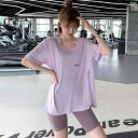 通気性スポーツ トップス レディース 半袖 ランニング フィットネス 大きめサイズ 夏 速乾 Tシャツ ヨガ カバーアップ