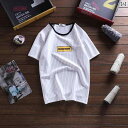 夏 メンズ レディース ホワイト カップル ウェア ストライプ ラウンドネック スリム ホワイト ブラック Tシャツ