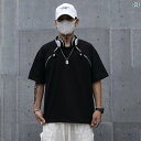 ジッパー Tシャツ 半袖 メンズ 夏 ストリート 性 レディース ラウンドネック ホワイト ブラック