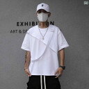 アメリカン トップス 半袖 Tシャツ メンズ レディース兼 夏 薄手ゆったり 五分袖 無地 ラウンドネック ホワイト ブラック