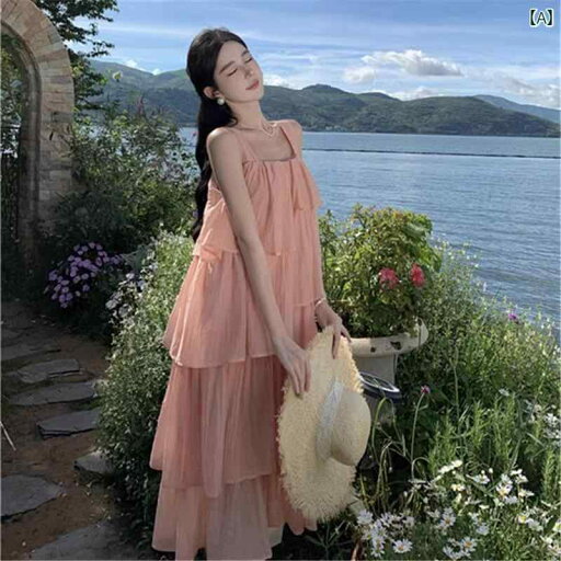 レディース リゾート ワンピース ビーチ 写真撮影 衣装 服 ピンク 優しい サスペンダー ドレス スーパー フェアリー 甘く ガーリー ノースリーブ フリル ケーキ スカート レディース リゾート ワンピース ビーチ 写真撮影 衣装 服 ピンク 優しい サスペンダー ドレス スーパー フェアリー 甘く ガーリー ノースリーブ フリル ケーキ スカート