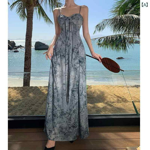 レディース リゾート ワンピース 中華風 レトロ 水墨画 サスペンダー ドレス エレガント スリム 旅行 写真撮影 休暇用 ロング スカート レディース リゾート ワンピース 中華風 レトロ 水墨画 サスペンダー ドレス エレガント スリム 旅行 写真撮影 休暇用 ロング スカート