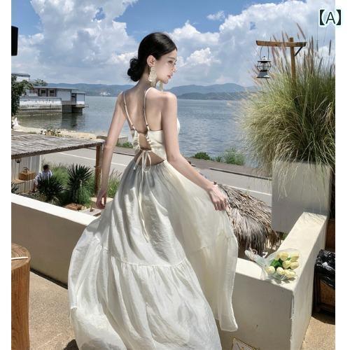 レディース リゾート ワンピース 女性用 ハイエンド バックレス ドレス ソリッドカラー バタフライ サスペンダー スカート 海辺 雰囲気 大きい スイング フェアリー レディース リゾート ワンピース 女性用 ハイエンド バックレス ドレス ソリッドカラー バタフライ サスペンダー スカート 海辺 雰囲気 大きい スイング フェアリー