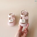ベビー サンダル 幼児 赤ちゃん ステップ イン シューズ 靴 夏 レディース 通気性 韓国 ブラック ピンク ベージュ PU カジュアル