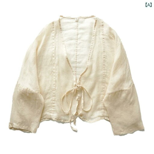 レディース 夏 服 サマーウェア 女性用 フォレスト レトロ 文学 トップス 用 薄手 ゆったり 日焼け防止 アウターウェア用 V ネック 無地 コットンリネン シャツ レディース 夏 服 サマーウェア 女性用 フォレスト レトロ 文学 トップス 用 薄手 ゆったり 日焼け防止 アウターウェア用 V ネック 無地 コットンリネン シャツ
