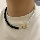 ネックレス HIPHOP ジュエリー ユニセックス バックル 黒瑪瑙 白 パール メンズ レディース チェーン 黒 白 パール チェーン クール ペンダント