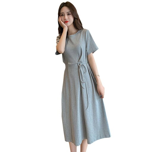 さわやか マタニティウェア 夏 ファッション ロングスカート ゆったり 大きめサイズ マタニティドレス スペースコットン ラウンドネック ミモレ丈 半袖 さわやか マタニティウェア 夏 ファッション ロングスカート ゆったり 大きめサイズ マタニティドレス スペースコットン ラウンドネック ミモレ丈 半袖