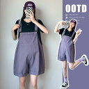 マタニティ スーツ 夏 アウター 薄手 Tシャツ 半袖 トップ デニムオーバーオール ショート パンツ ゆったり スリム セットアップ セット 妊婦 ファッショ...