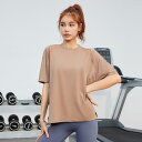レディース ヨガ ウェア 半袖 ランニング スポーツ トップス Tシャツ 春夏 ピラティス トレーニング ゆったり フィットネスウェア