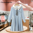 キッズ ワンピース 子供服 ガールズ 春 ドレス ネクタイ プリーツスカート プレッピー 子供 プリンセス スカート