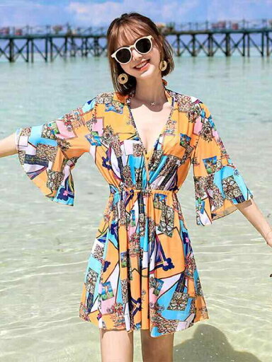 水着 レディース ファッション 夏 プール ビーチ Vネック スカート セパレート ウエストカバー 温泉 3点 水着 レディース ファッション 夏 プール ビーチ Vネック スカート セパレート ウエストカバー 温泉 3点