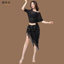 レディース オリエンタル ダンス ベリーダンス 練習 服 セット 夏 ヒップ スカーフ 三角 パフォーマンス 婦人服 タッセル スーツ ロング スカート