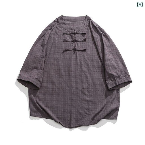メンズ T シャツ トップス チャイナ風 唐装 綿 レトロ ボタン メンズ T シャツ トップス チャイナ風 唐装 綿 レトロ ボタン