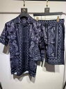 メンズ ひんやり 涼しい 快適 花柄 セットアップ 上下セット ライト ビジネス パレス 薄手 通気性 花柄 半袖 夏 ビーチ リゾート おしゃれ 派手 目立つ