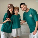 ファミリー コーデ レディース メンズ カップル ファッション ペアルック 親子 お揃い リゾート 旅行服 家族写真 コーデ 夏 カジュアル ラウンドネック