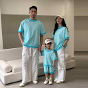 ファミリー コーデ レディース メンズ カップル ファッション ペアルック 親子 お揃い リゾート 旅行服 家族写真 コーデ 夏 ブルー 爽やか カジュアル ラ...