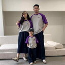 ファミリー コーデ レディース メンズ カップル ファッション ペアルック 親子 お揃い リゾート 旅行服 家族写真 コーデ カジュアル ラウンドネック 夏