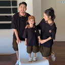 ファミリー コーデ レディース メンズ カップル ファッション ペアルック 親子 お揃い リゾート 旅行服 家族写真 コーデ 夏 かわいい ラウンドネック プル...