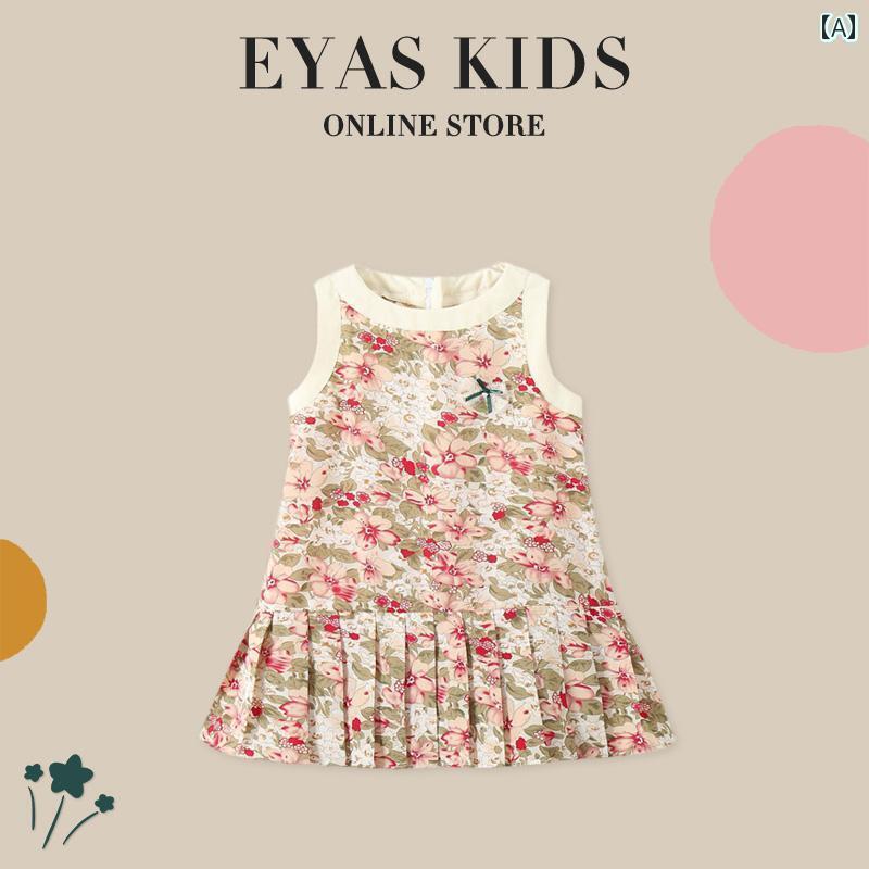 楽天カラフル365マーケット夏 ワンピース かわいい 子供服 キッズ ベビー 女の子 ノースリーブ バック ハートフラワー ドレス スタイル ハイエンド サスペンダー 女児 赤ちゃん