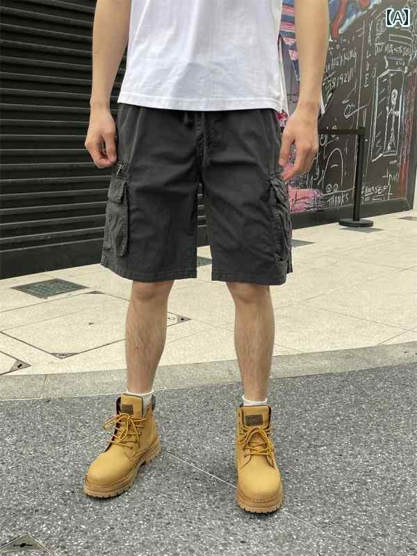 メンズ 夏 カジュアル パンツ ハーフ 半ズボン アウトドア 作業 ズボン サマー オーバー オール ショート ストレート ストレッチ 五分丈 マルチ ポケット 男性