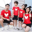 レディース メンズ ファッション 大人 子供 親子 お揃い ファミリー リンク コーデ ペア ルック Tシャツ 韓国 夏 ハート カジュアル