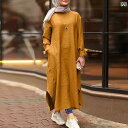 レディース エスニック ドレス ワンピース マレーシア 服 綿 リネン レトロ 長袖 アバヤ