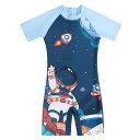 水着 キッズ 子供 かわいい レジャー 海 プール ワンピース 半袖 男の子 宇宙飛行士 日焼け防止 速乾 マリンスポーツ セット