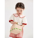 子供服 女の子 韓国 ショート パンツ シャツ 夏 襟 刺繍 半袖 バラ レース 薄手 キッズ レディース
