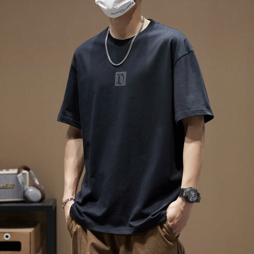 Tシャツ メンズ g ヘビー ブラック 半袖 シャツ 夏 ストリート 大きめサイズ シンプル アメリカン ラウンドネック ファッション Tシャツ メンズ g ヘビー ブラック 半袖 シャツ 夏 ストリート 大きめサイズ シンプル アメリカン ラウンドネック ファッション