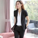 レディース スーツ スタイリッシュ レディース ビジネス 制服 オフィス ビジネス オフィス デスクワーク ジャケット 九分丈パンツ スカート 半袖 スリムフィット 韓国 薄地 夏