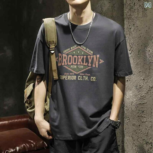 Tシャツ メンズ ファッション アメリカン 半袖 シャツ 夏 綿 プリント ラウンドネック ゆったり Tシャツ メンズ ファッション アメリカン 半袖 シャツ 夏 綿 プリント ラウンドネック ゆったり