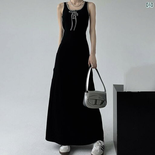 レディース 夏 ワンピース ノースリーブ ロングスカート タンクトップ 女性 外着る ドレス スリムフィット 弾性 レディース 夏 ワンピース ノースリーブ ロングスカート タンクトップ 女性 外着る ドレス スリムフィット 弾性