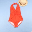 夏 レディース ホルターネック カジュアル 水着 スリム プッシュアップ ワンピース 温泉 三角水着 胸パッド ワイヤーし