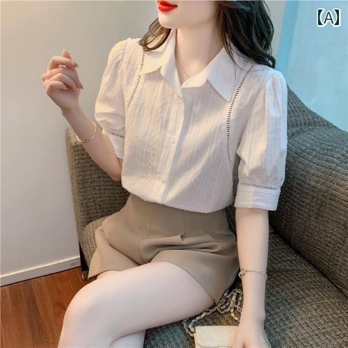 シャツ ブラウス 半袖 夏 ノーブル スタイリッシュ ショッピング 通勤 通学 レディース シャツ ブラウス 半袖 夏 ノーブル スタイリッシュ ショッピング 通勤 通学 レディース