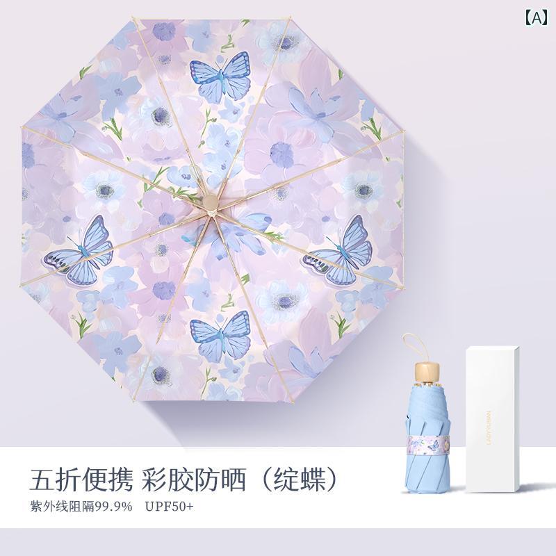 傘 晴雨兼 レディース 折りたたみ傘 軽量 小型 レディース 傘 小型 持ち運び可能 手動 丈夫 耐久性 さわやか 日焼け防止 紫外線防止 UPF50+ 五つ折り格納