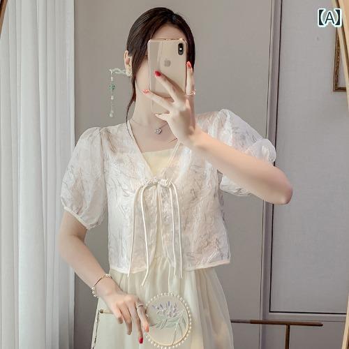 レディース 夏 ワンピース かわいい ガーリー 女性用 シフォン トップス 半袖 ショール 短い スカート 薄手 カーディガン レディース 夏 ワンピース かわいい ガーリー 女性用 シフォン トップス 半袖 ショール 短い スカート 薄手 カーディガン