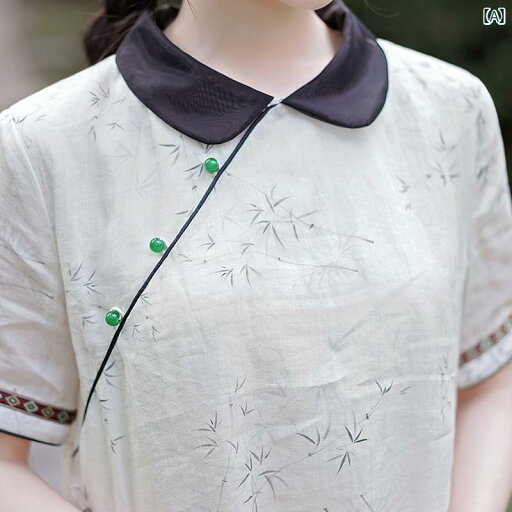 夏 チャイナ ドレス ワンピース 民族風 若い ラミー 小さい 文学 中華風 女性 瞑想 茶 夏 チャイナ ドレス ワンピース 民族風 若い ラミー 小さい 文学 中華風 女性 瞑想 茶