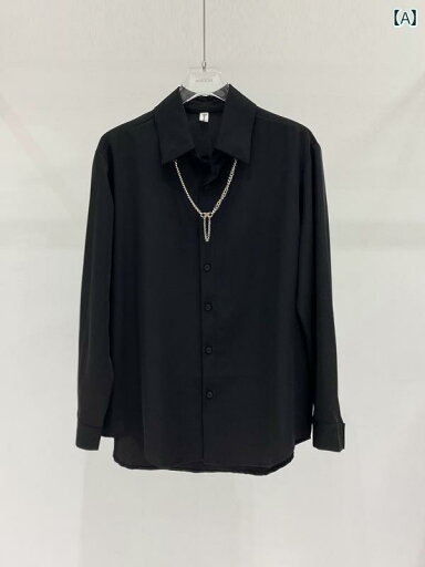 メンズ ファッション メンズ 黒 長袖 シャツ 韓国 カジュアルシャツ ネックレス クールシャツ ゆったり ロングスリーブ 白 メンズ ファッション メンズ 黒 長袖 シャツ 韓国 カジュアルシャツ ネックレス クールシャツ ゆったり ロングスリーブ 白