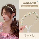 アクセサリー ヘア かわいい 髪飾り バラ 花 ヘッド バンド スカーフ サマー ストリーマー ワンピース 女性 日常 着 レースアップ 編み込み リボン ドレ...