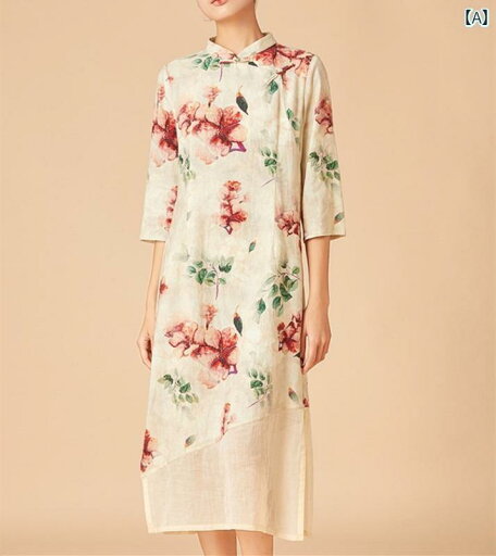 レディース 夏 チャイニーズ スタイル ワンピース おしゃれ 上品 婦人服 中国 レトロ バックル チャイナ ドレス 女性 ハイエンド ラミー ロング スカート ナショナル スタンドカラー プリント コットンリネン レディース 夏 チャイニーズ スタイル ワンピース おしゃれ 上品 婦人服 中国 レトロ バックル チャイナ ドレス 女性 ハイエンド ラミー ロング スカート ナショナル スタンドカラー プリント コットンリネン