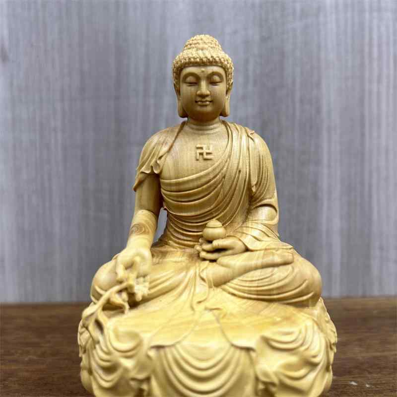 釈迦如来 置物 木 仏具 神具 インテリア ディスプレイ レトロ 小物 アート 縁起物 彫刻 菩薩 仏像 仏陀 チャイナ風