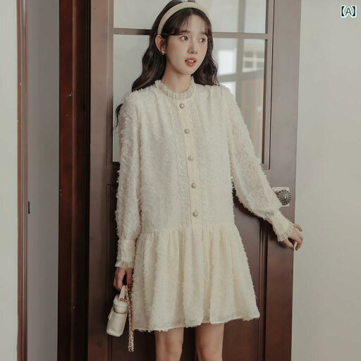 レディース ワンピース 韓国 優しい スタンドカラー シフォン ドレス 春秋 ゆったり ショート スカート レディース ワンピース 韓国 優しい スタンドカラー シフォン ドレス 春秋 ゆったり ショート スカート