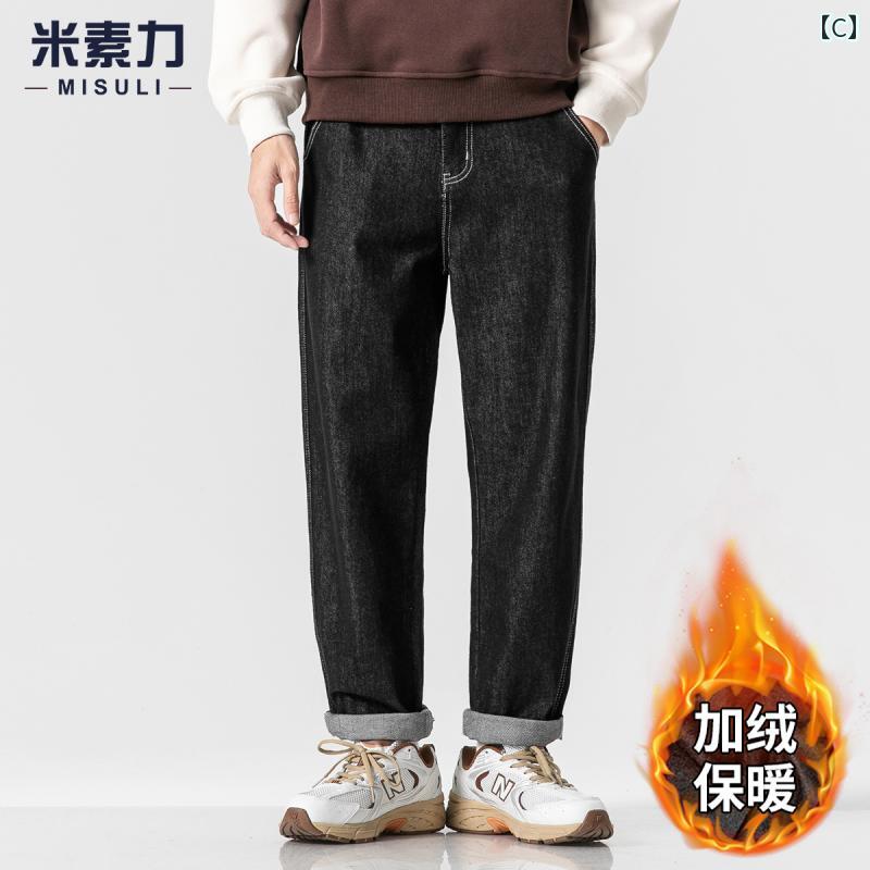 メンズ デニム ロングパンツ ストレート 韓国 カジュアル ストリート おしゃれ 着やい 動きやい 快適 イベント レジャー アウトドア キャンプ