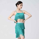 ラテン ダンス フリンジスカート サスペンダー タッセル スーツ フリンジ スカート ステージ パフォーマンス 服 フェスティバル パフォーマンス 服 練習 ダンス 服