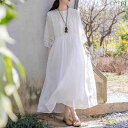レディース 夏 リゾート ワンピース 女性 エレガント 白い ドレス サマードレス ロング ラミー ハイエンド フレンチスタイル 海辺 休暇 ビーチ スカート(4)