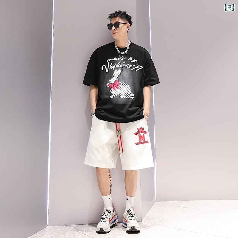 オーバーサイズ 半袖 Tシャツ メンズ 夏 トップス 韓国 カジュアル ストリート おしゃれ かっこいい 着やい 動きやい 快適 イベント フェス レジャー アウトドア ダンス 衣装 パフォーマンス