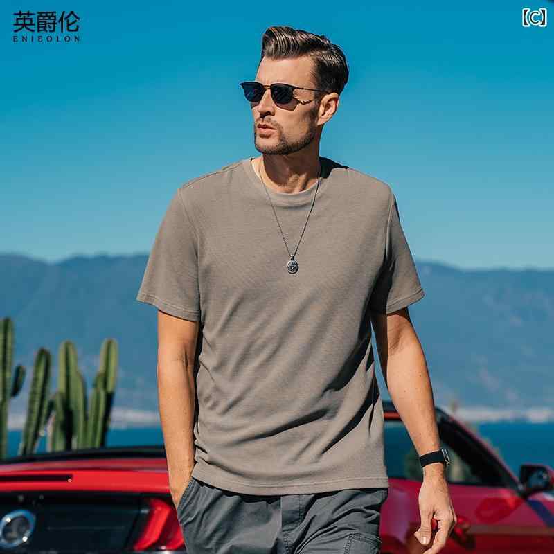 Tシャツ 半袖 シンプル カジュアル おしゃれ ミニマル スタイリッシュ 普段着 マルチシーン メンズ ファッション 大きめサイズ 夏