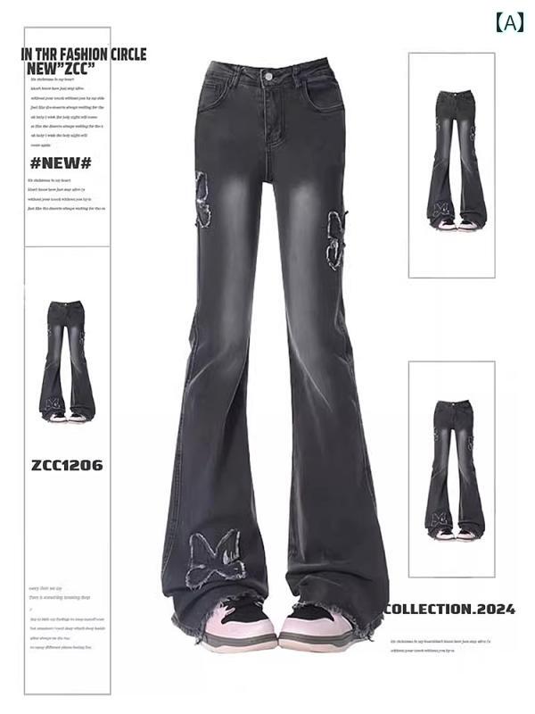 レディース デニム パンツ ブーツカット 韓国 かわいい おしゃれ 脚長 細見え アップ ハイウエスト 快適 快適 イベント フェス レジャー アウトドア 女子会 旅行 普段着 ダンス パフォーマンス