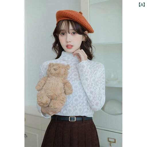 レディース 白い レース インナーシャツ 春秋 ハーフ ハイネック 長袖 芸術的 かわいい トップス レディース 白い レース インナーシャツ 春秋 ハーフ ハイネック 長袖 芸術的 かわいい トップス